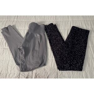 Set of 2‎ Seamless Leggings High Waist Tummy Control Yoga Pants Workout Medium